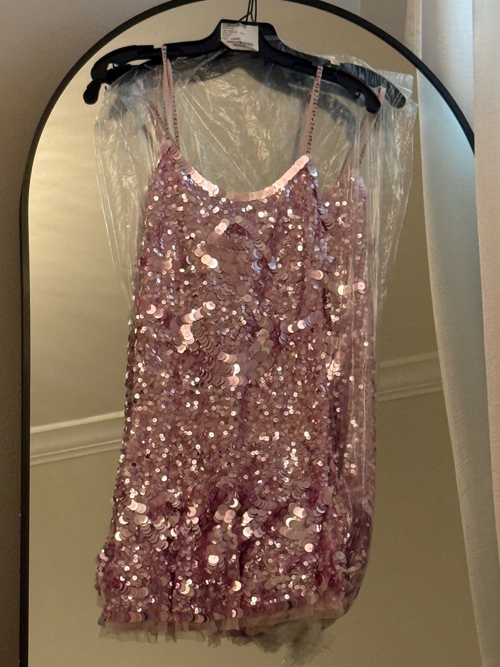 LoveShackFancy Liria Sequined Mini Dress - Pink Sequin - Picture 2 of 7